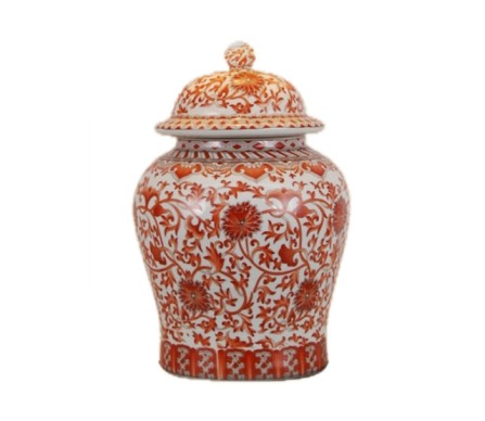 Red Coral Temple Jar