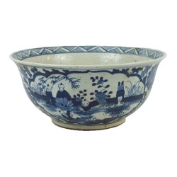 Fabulous Antiqued Large Centerpiece Bowl in Figurines Pattern