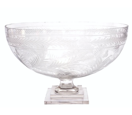 Incredible large Swag and Garland centerpiece etched bowl