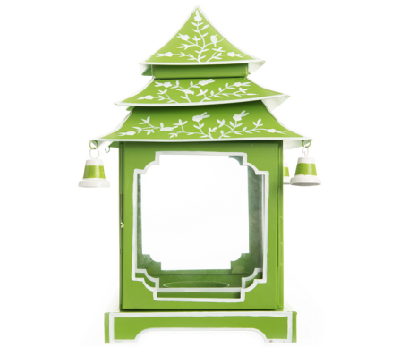 Beautiful large white/green handpainted pagoda lantern