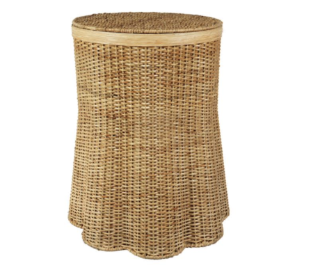 Incredible storage scalloped wicker 24" stool