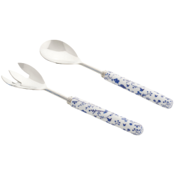 Gorgeous new chinoiserie enameled salad servers (blue and white)