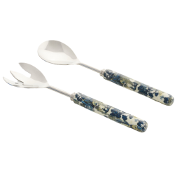Gorgeous new chinoiserie enameled salad servers (blue and green)