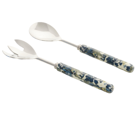 Gorgeous new chinoiserie enameled salad servers (blue and green)