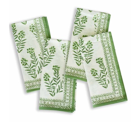 Beautiful Green leaf napkins (set of 4)
