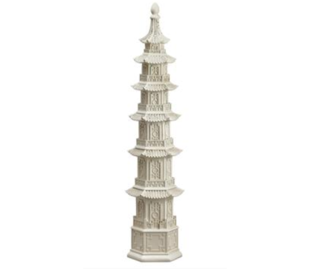 Stunning tall elegant 32.5" ant.beige pagoda 