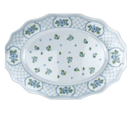 Beautiful Hydrangea Garden large serving platter (blue)