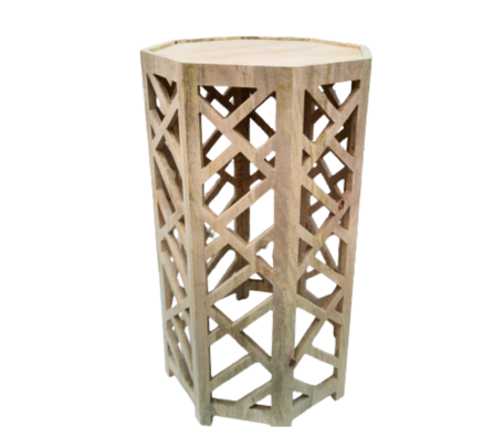 Beautiful medium fretwork wood pedestal (natural)
