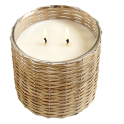 Peony blush 2 wick wrapped rattan candle 