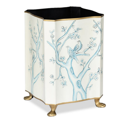 Fabulous chinoiserie scalloped blue/white wastepaper basket