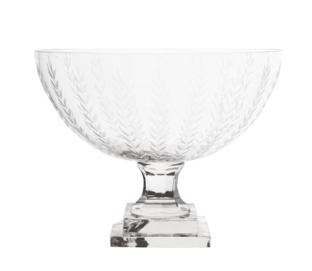 Fabulous new etched vertical leaf glass centerpiece bowl (medium)