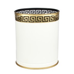 Fabulous new Greek key wastepaper basket in ivory/gold