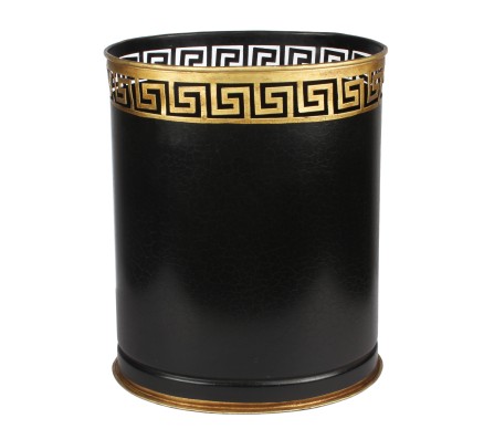 Fabulous new Greek key wastepaper basket in black/gold