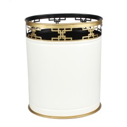 Fabulous new fretwork wastepaper basket in ivory/gold