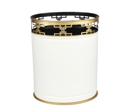 Fabulous new fretwork wastepaper basket in ivory/gold