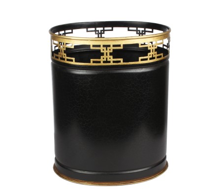 Fabulous new fretwork wastepaper basket in black/gold