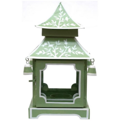 Fabulous white/green handpainted pagoda lantern