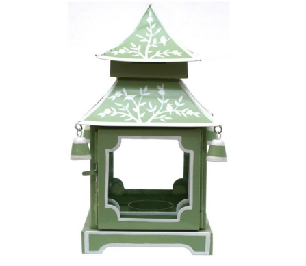 Fabulous white/green handpainted pagoda lantern