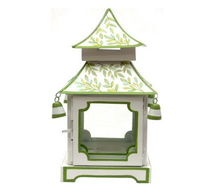 Fabulous green/white handpainted pagoda lantern