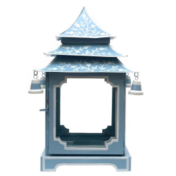 Beautiful large blue/white handpainted pagoda lantern