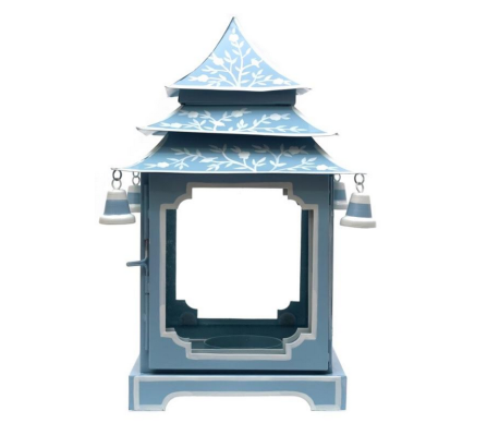 Beautiful large blue/white handpainted pagoda lantern