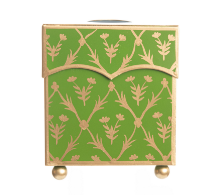 Beautiful mossy green/gold scalloped tissue box
