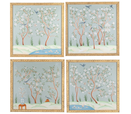 Incredible pale green chinoiserie handpainted murals (buy 1, 2 or set of 4)