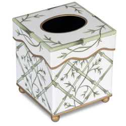 Fabulous bamboo/floral tissue holder (green and white)