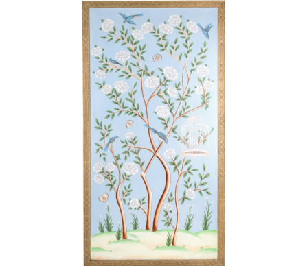 Spectacular handpainted chinoiserie mural pattern #3 (pale blue)