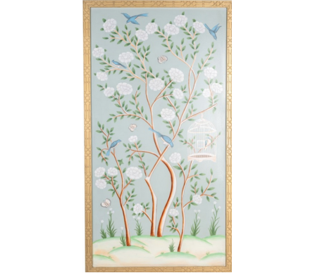 Spectacular handpainted chinoiserie mural pattern #3 (pale green)