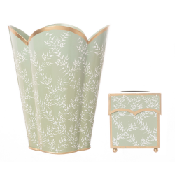 Stunning new trellis wastepaper basket and tissue set (soft green) 