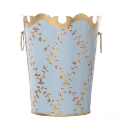 Darling small trellis wastepaper basket (periwinkle blue/gold)