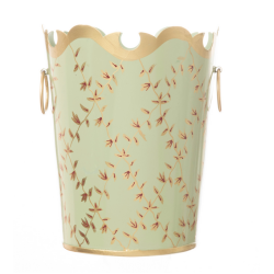 Darling small trellis wastepaper basket (pale green/gold)