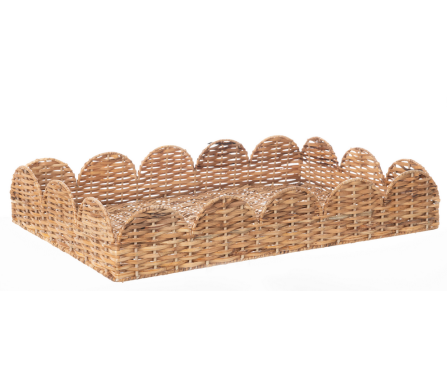 Incredible scalloped wicker tray