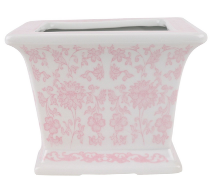 Beautiful soft pink square floral container