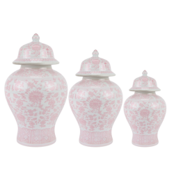Incredible set of three soft pink ginger jars