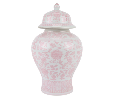 Fabulous soft pink floral ginger jar (large)