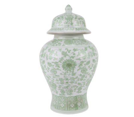 Fabulous green floral ginger jar (large)