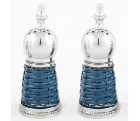 Fabulous new navy wicker salt and peppers