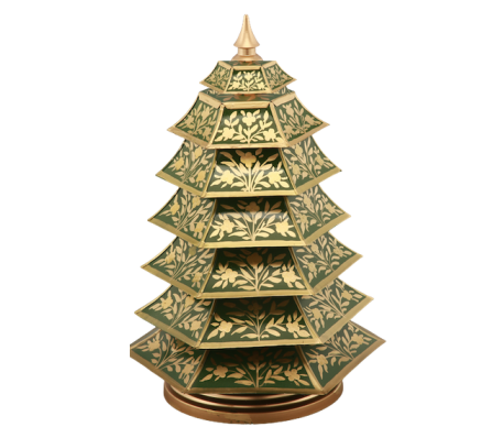 Fabulous mossy green/gold chinoiserie Christmas tree 