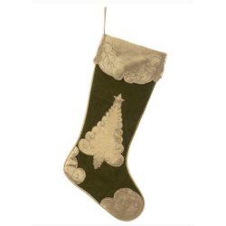 Incredible velvet mossy green w/applique stockings (set of 2)