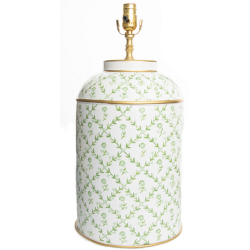 Fabulous soft green trellis/floral tea caddy lamp