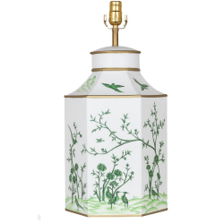 Chinoiserie Ivory/green Hexagon Lamp