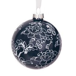 Stunning new navy blue floral ball ornament 