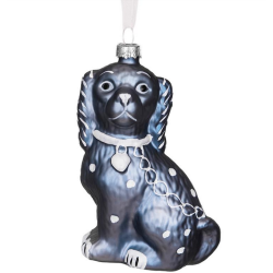Stunning new pearlized blue Staffordshire dog ornament
