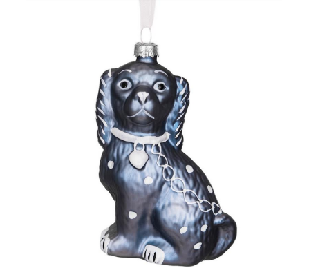 Stunning new pearlized blue Staffordshire dog ornament