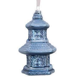 Stunning new pearlized blue pagoda ornament