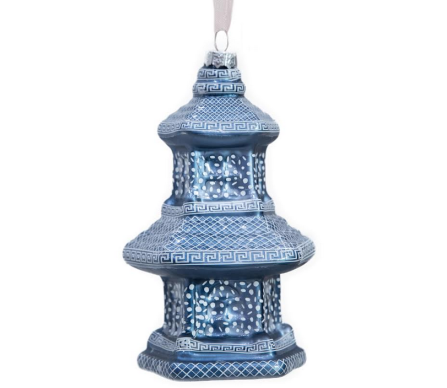 Stunning new pearlized blue pagoda ornament