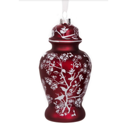 Stunning new pearlized red ginger jar ornament