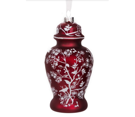 Stunning new pearlized red ginger jar ornament